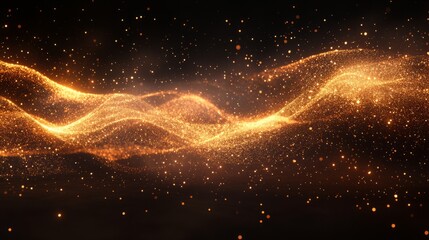 Fototapeta premium Abstract glowing particle background with tiny dots of light forming dynamic patterns on a dark canvas 