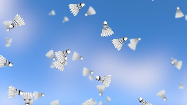 Shuttlecocks Soaring in Blue Sky