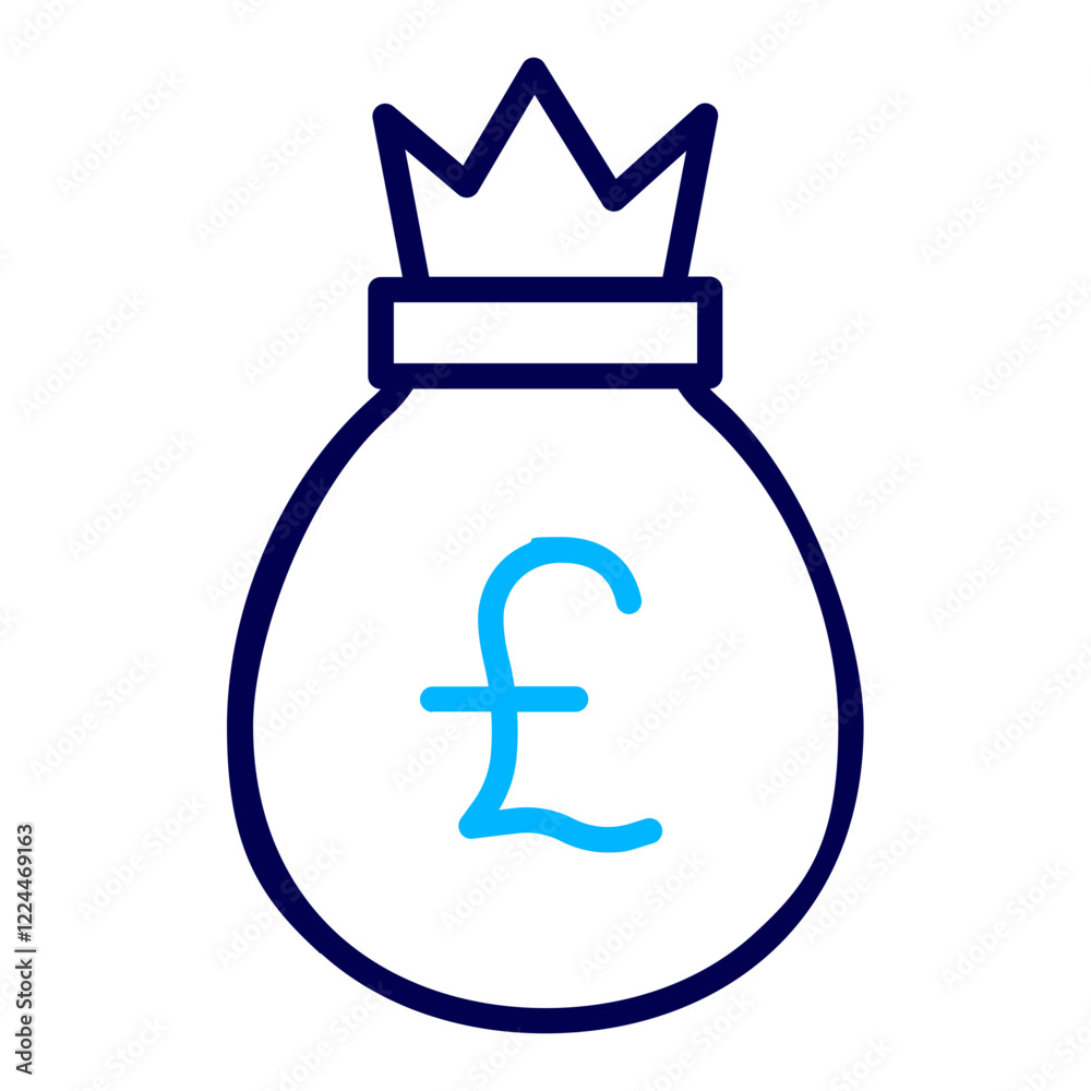 Poster Pound Money bag Outline Color icon