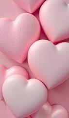 beautiful 3D hearts. pastel colours