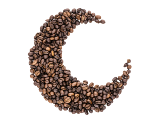 Isolated Crescent Moon Made of Coffee Beans