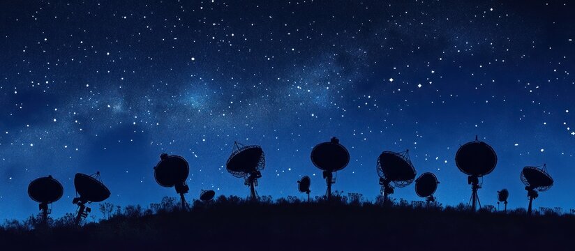 Celestial Array: Radio Telescopes under a Starry Night