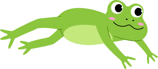 Smiling funny frog jumping cartoon illustration