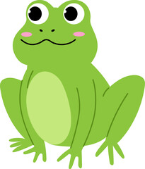 Smiling funny frog staring cartoon illustration