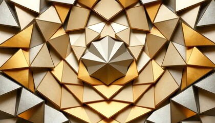Abstract Gold And Silver Geometric Triangular Pattern