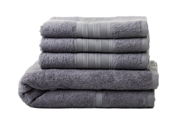 stack of gray towels isolated