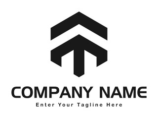 Letters T and hexagon shape Monogram Logo. House roof icon with letter T logo