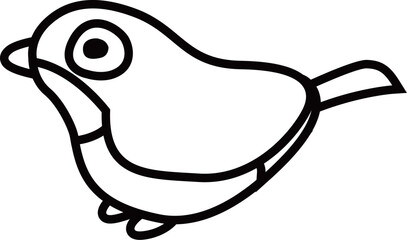 メジロの白黒線画ベクターイラスト