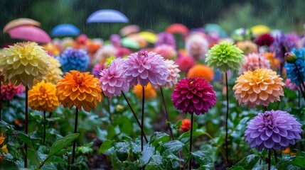Colorful flowers meadow in a spring day