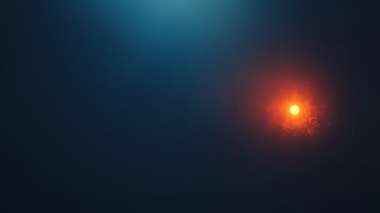 Minimalistic dark blue background with a single glowing orange dot in the bottom right corner