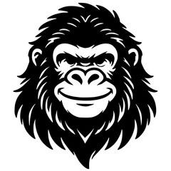 Silhouette portrait of a cheerful gorilla