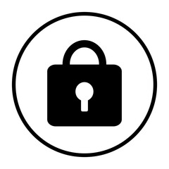 Sicherheit Icon in schwarzem Kreis - Schloss Symbol