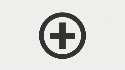 Obraz premium Minimalist Plus Sign Circle Icon: Medical, Healthcare, and Positive Growth Symbol