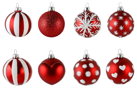 [Transparent Background PNG]Christmas Ornaments Red and White Decorations