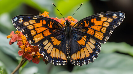 Obraz premium Butterfly on flower, garden, nature, vibrant wings, closeup