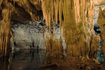 Stalactite cave on the island of Sardinia Neptune's Grotto, Italy