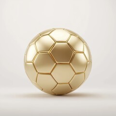 Fototapeta premium Golden Soccer Ball with Hexagonal Panels on White Background