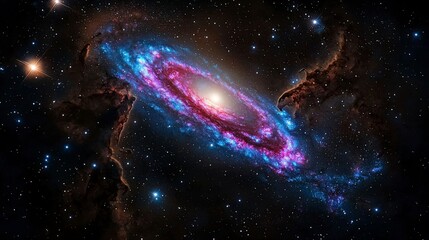 Stunning spiral galaxy exploration outer space astrophotography cosmic environment celestial viewpoint astronomical concept