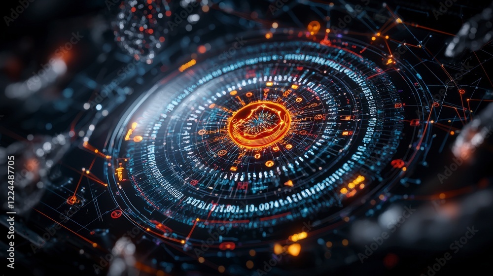 Aufkleber Genetic data visualization in a futuristic virtual lab digital interface for analysis