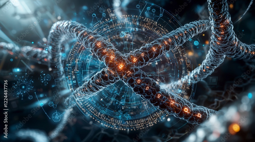 Poster Genetic data visualization laboratory digital interface futuristic close-up view innovative technology insights