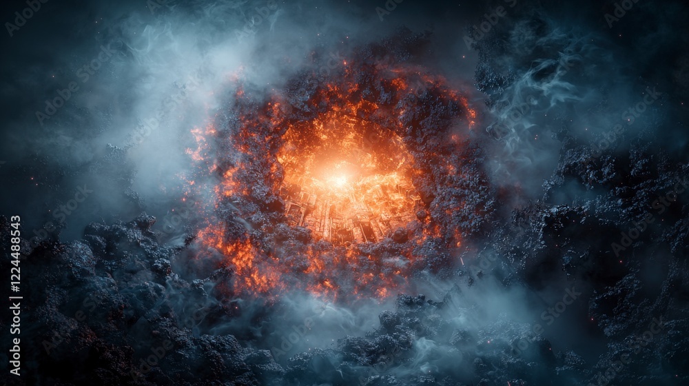 Poster mysterious celestial phenomenon distant uncharted planet digital artwork cosmic environment closeup 