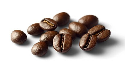Naklejka premium Aromatic Espresso Beans Arranged Against a Clean White Canvas