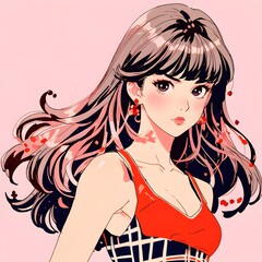 women smilling, 笑っている女性 , アニメの笑顔のイラスト、笑顔のアニメの女の子、かわいいアニメの女の子, Anime girl smilling, AI generative, Ai anime girl illustrations