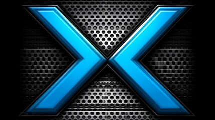 Abstract Blue X-Shaped Design on Metallic Background