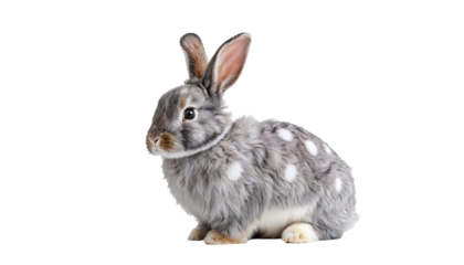 isolated light grey with white spots easter rabbit