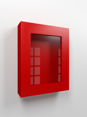 Empty emergency box. Red color. 3d illustration.