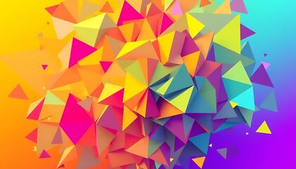 Abstract Colorful Triangular Geometric Shapes Cluster