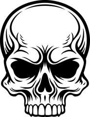 A skull or grim reaper human skeleton face Halloween illustration