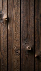 Obraz premium Rough-hewn, dark brown wood planks; visible knots, deep grooves , hewn wood, texture, dark wood texture