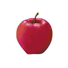 Illustration of a Ripe Juicy Red Apple, Clipart for Print, Web and Textiles