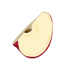 Illustration of Apple Quarter Cut with Seeds, Clipart for Print, Web and Textile