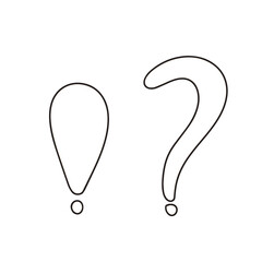 Exclamation and question mark in doodle style on white background. Hand drawn set. Vector illustration