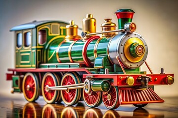 Classic Toy Train Locomotive – Isolated Children's Toy, High-Resolution Stock Photo