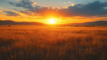 Obraz premium Golden Prairie Sunset