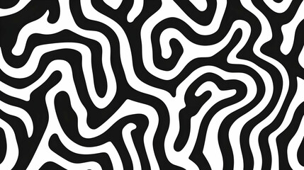 Abstract Black and White Pattern with Organic Flowing Lines, Creating a Bold and Minimalist Design Aesthetic. Generative AI