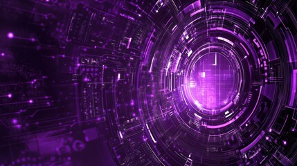 Obraz premium Abstract Purple Digital Tunnel: A Futuristic Tech Vortex