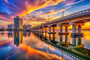 Clearwater Beach Florida Downtown Bridge Sunset Architectural Photography