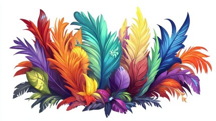 Vibrant Tropical Feathers in Bright Colors for Nature Themes