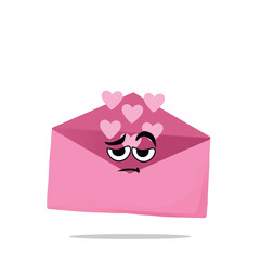 tired envelope of love mascot illustration for design. cute and playful concept. sweethearts, romantic, couples, partner, young, and connected themes