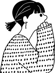 若い女性の横顔　ベクター線画