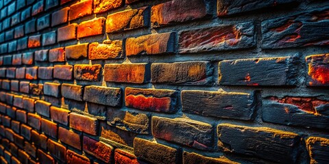 Obraz premium Close-up Black Brick Wall Texture: Rustic Stone Background for Fashion Photography