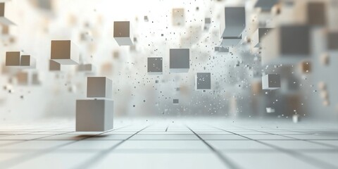 Abstract minimalist cubes, fluid design, 3d render, Generative AI