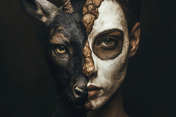 Exploring the connection between human and animal through artistic face painting