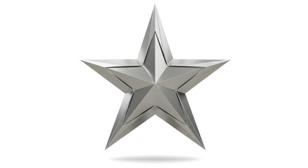 Fototapeta premium Silver Metal Star 3D Render Award Icon isolated on white background. Generative AI