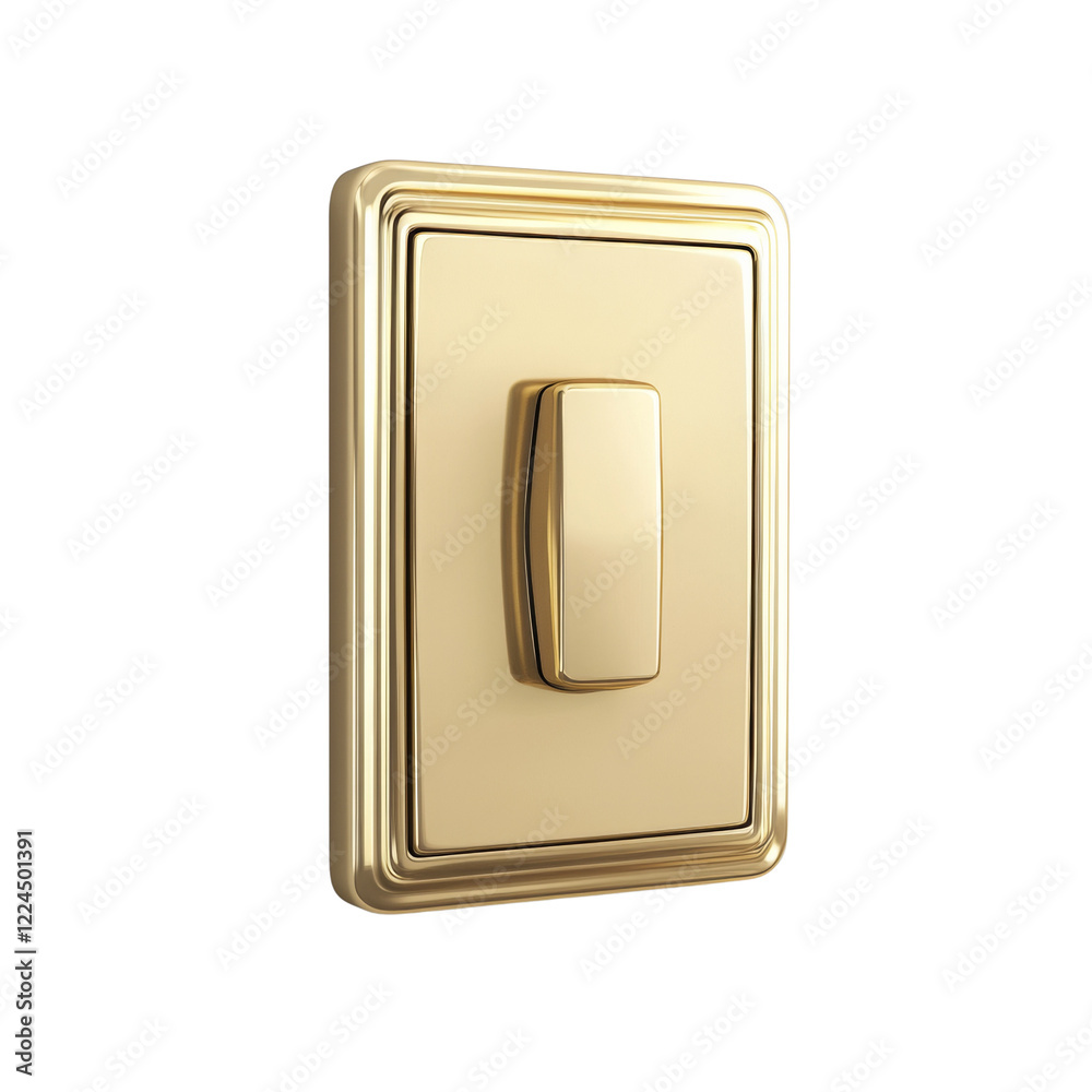 Poster A luxurious gold light switch with an ornate rectangular frame and a single button.