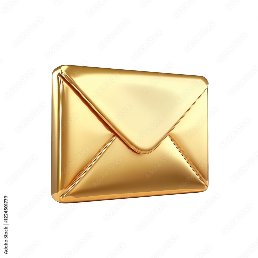 Aufkleber A three dimensional rendering of a golden envelope symbolizing digital communication and messaging.